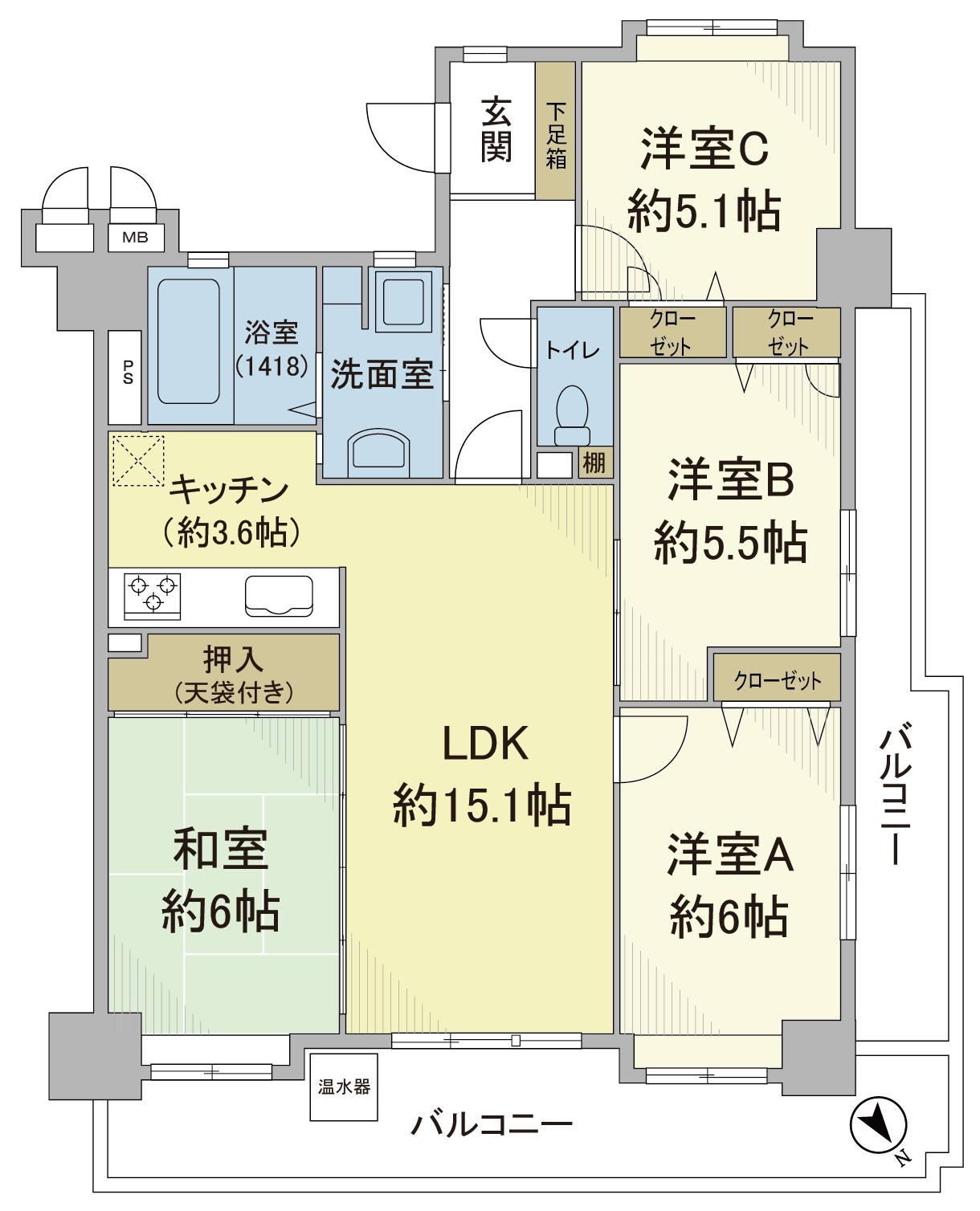 																		   																			   																				   																					   コモダス天神間取り																				   																			   																		   																		   